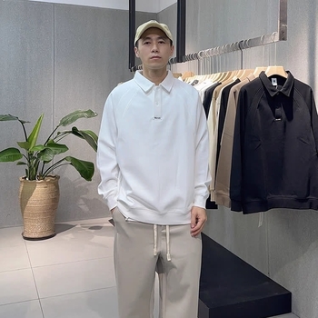 Jesenki muški polo s dugim rukavima, zatvaračem na zip i ovratnikom, slim-fit