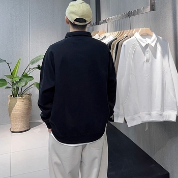 Jesenki muški polo s dugim rukavima, zatvaračem na zip i ovratnikom, slim-fit