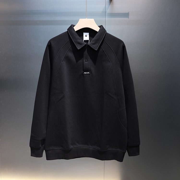 Jesenki muški polo s dugim rukavima, zatvaračem na zip i ovratnikom, slim-fit