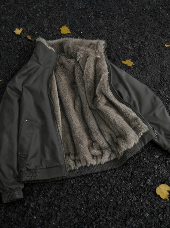 Férfi reverszibil pamut kabát vastag fleece-béléses téli viselet