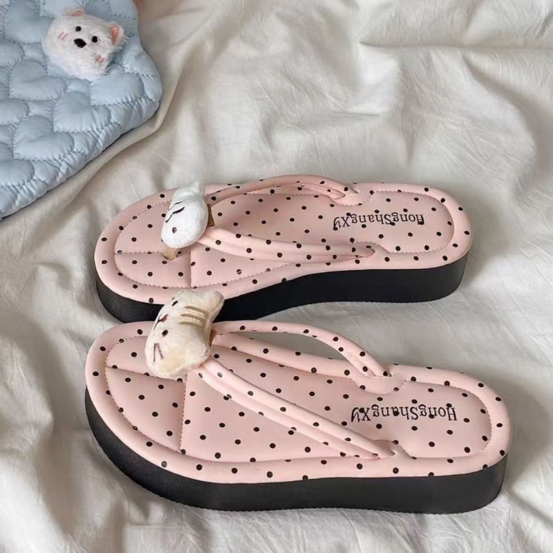 Flip-flopi s motivom crtanih likova i točkicama, protukliznim debelim đonom, za plažu i svakodnevnu upotrebu