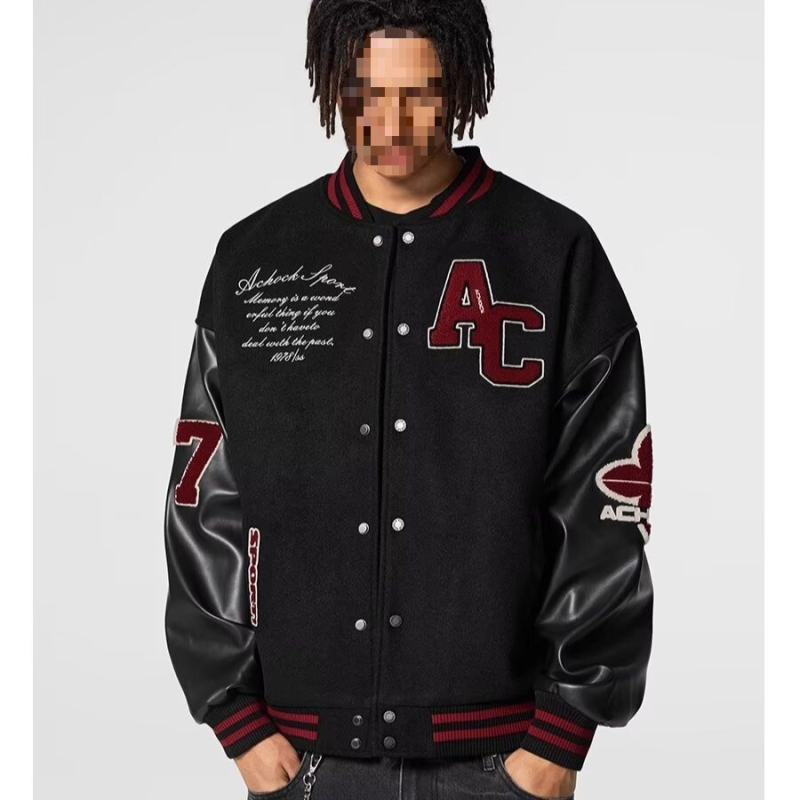 Férfi baseball dzseki - 2025 ősz, trendi amerikai street style, laza szabású