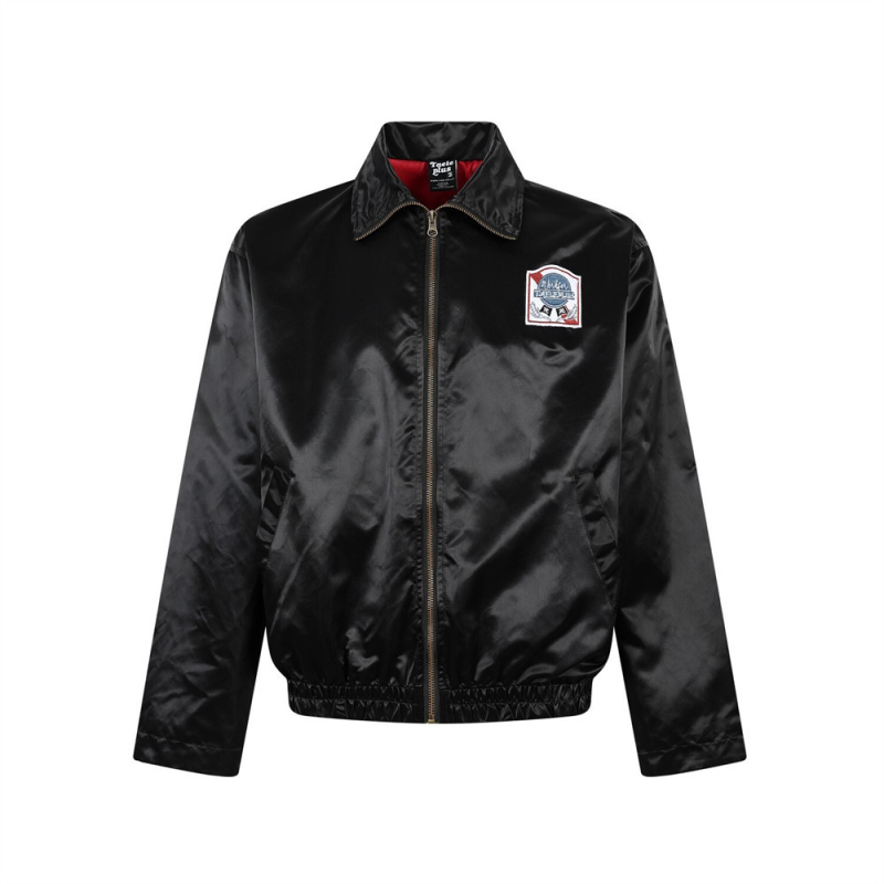 Muška jakna u američkom street stilu sa šav s patch embroidery, široki kroj, stojeći ovratnik, proljeće–jesen, casual bomber