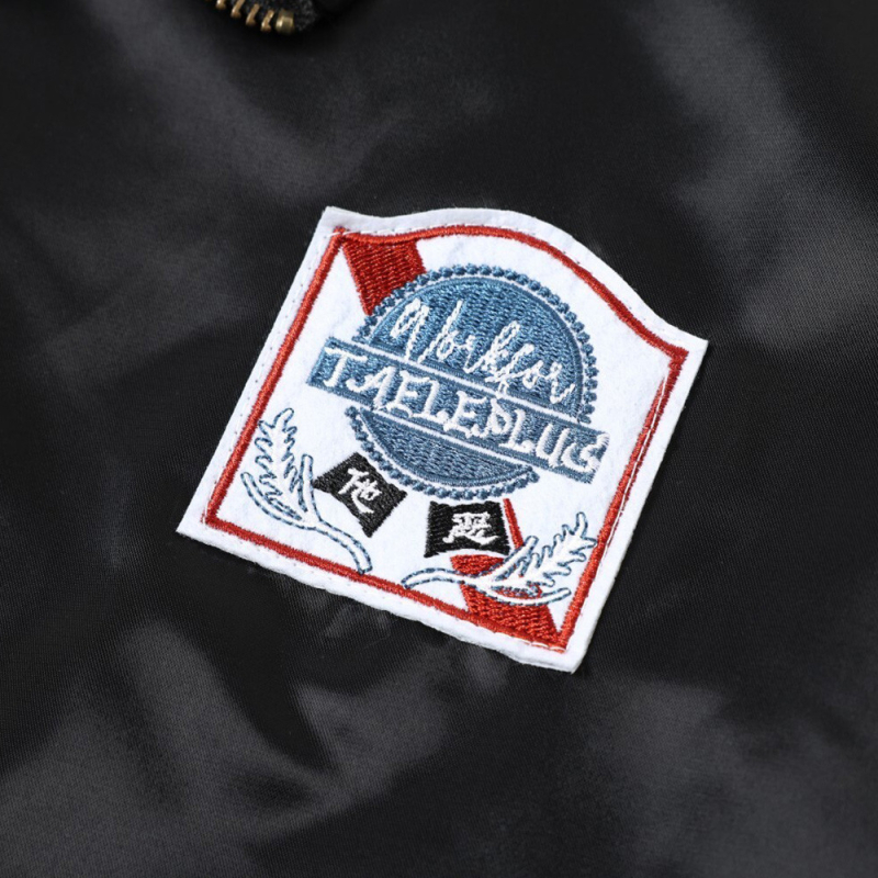Muška jakna u američkom street stilu sa šav s patch embroidery, široki kroj, stojeći ovratnik, proljeće–jesen, casual bomber