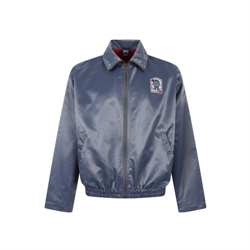 Muška jakna u američkom street stilu sa šav s patch embroidery, široki kroj, stojeći ovratnik, proljeće–jesen, casual bomber