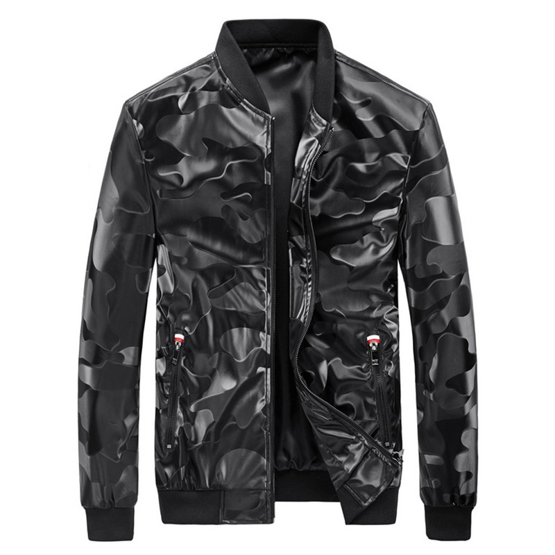 Őszi vékony férfi casual kabát camuflázs mintával, baseball stílusú