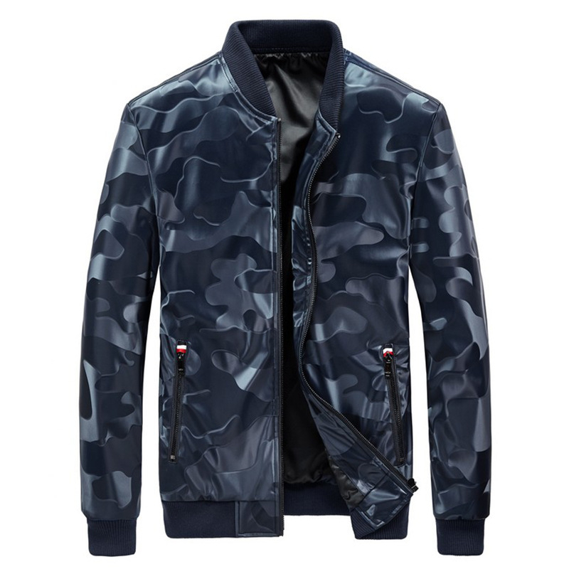 Őszi vékony férfi casual kabát camuflázs mintával, baseball stílusú
