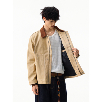 Amerikai retro bomber dzseki reverrel és patchwork elemekkel, férfiaknak, őszi-téli, cipzár, laza szabás