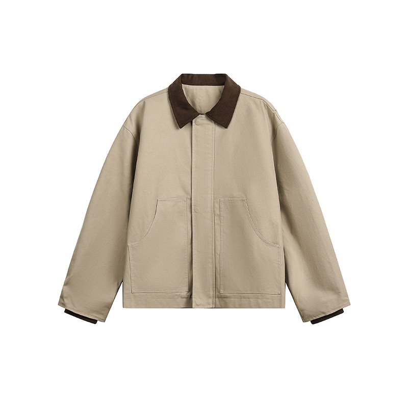 Amerikai retro bomber dzseki reverrel és patchwork elemekkel, férfiaknak, őszi-téli, cipzár, laza szabás