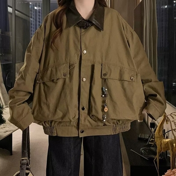 2025 őszi-téli retro workwear dzseki, uniszex, bő szabás, egyszínű, mindennapi megjelenés