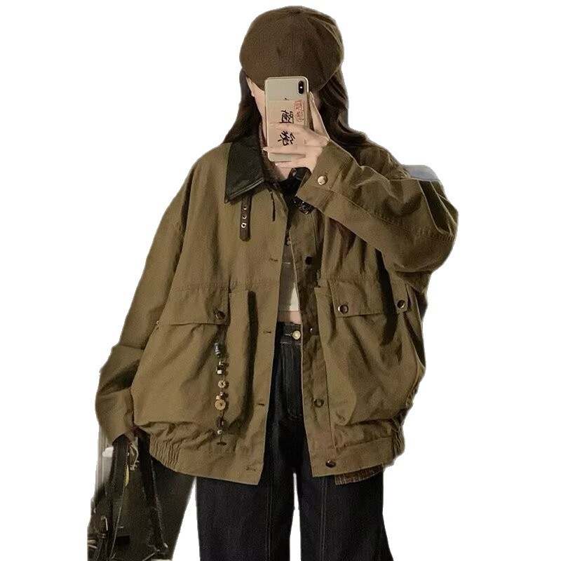 2025 őszi-téli retro workwear dzseki, uniszex, bő szabás, egyszínű, mindennapi megjelenés