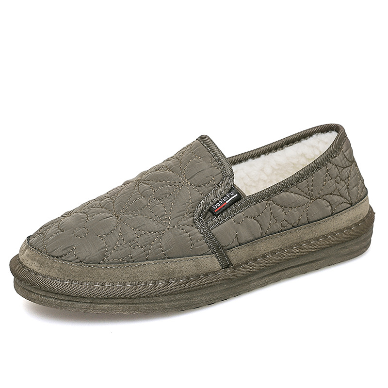 Pantofi de iarnă slip-on pentru femei, căptușiți cu material din bumbac cald, vârf rotund, talpă joasă