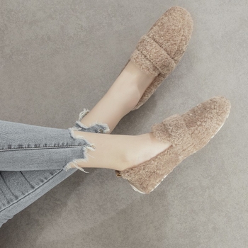 Pantofi damă de iarnă, cu căptușeală de blană și închidere Velcro, talpă din cauciuc