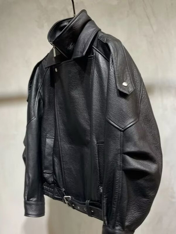 Ανδρικό δερμάτινο μπουφάν σε αμερικανικό στυλ με ρετρό σχεδιασμό, PU δέρμα, casual φθινοπωρινή εμφάνιση