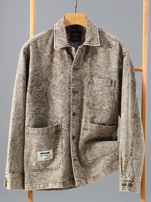 G125 Japanska retro denim jakna za muškarce — opušten kroj, bez kapulje, od pamuka