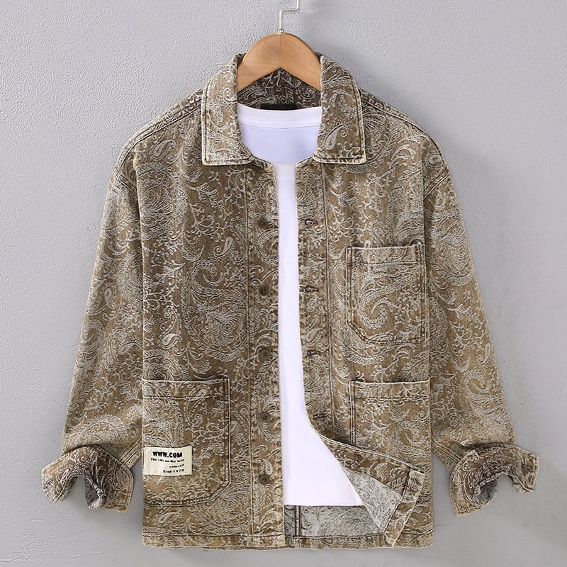 G125 Japanska retro denim jakna za muškarce — opušten kroj, bez kapulje, od pamuka