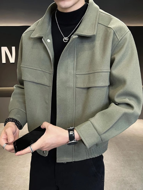 Férfi dzseki 2025 ősz-tél, vastag patchwork dizájn, koreai stílusú casual, poliészter keverék