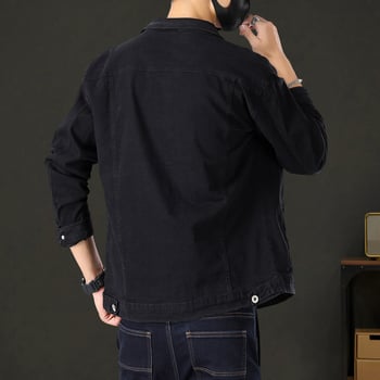 Férfi denim dzseki, elasztikus, slim-fit, tavasz–ősz, mindennapi külső ruházat
