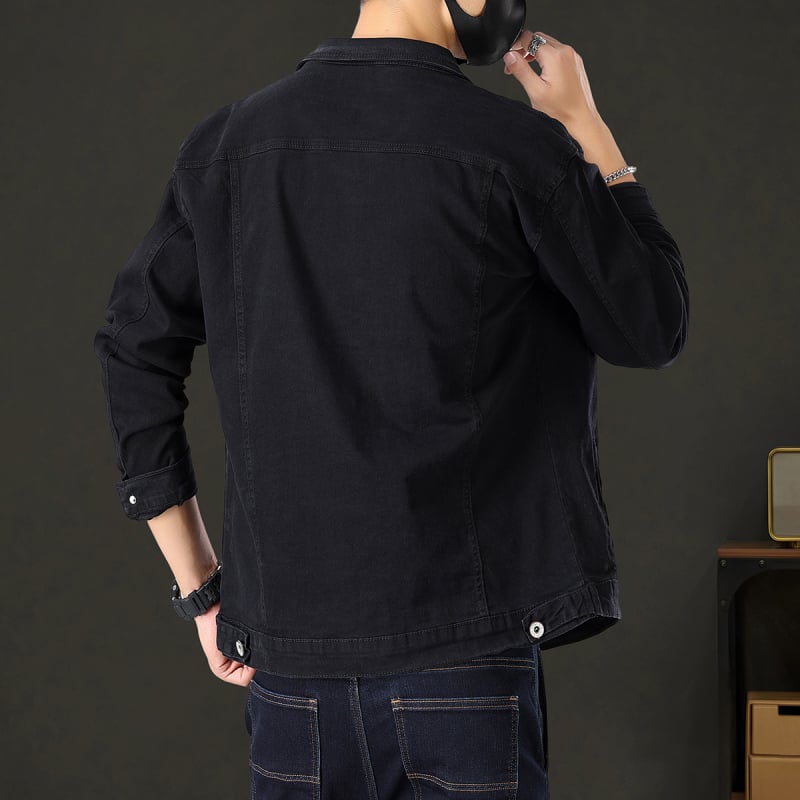 Férfi denim dzseki, elasztikus, slim-fit, tavasz–ősz, mindennapi külső ruházat