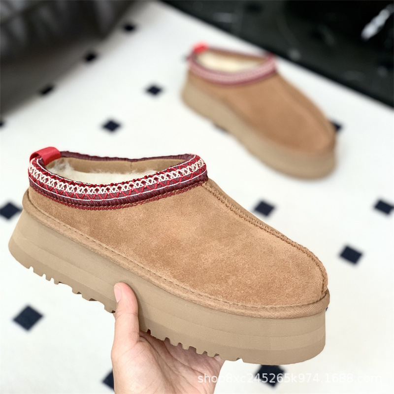 Topla ženska papuča bez vezica s debelim potplatom i krznom iznutra, zimski stil, svestran
