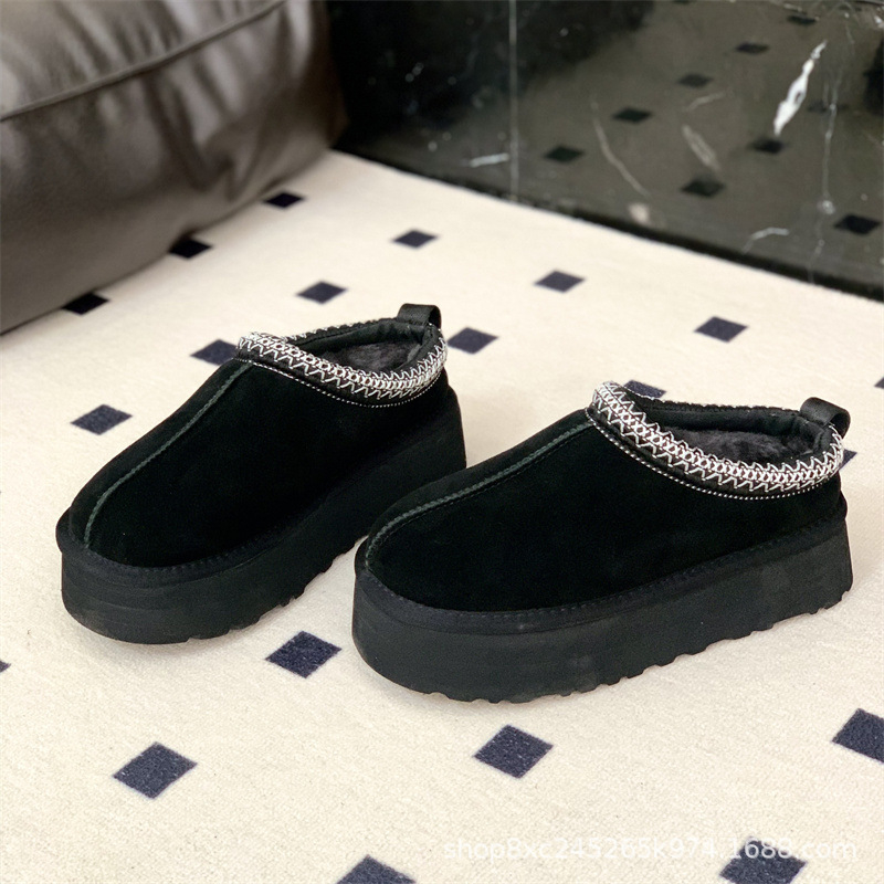 Topla ženska papuča bez vezica s debelim potplatom i krznom iznutra, zimski stil, svestran