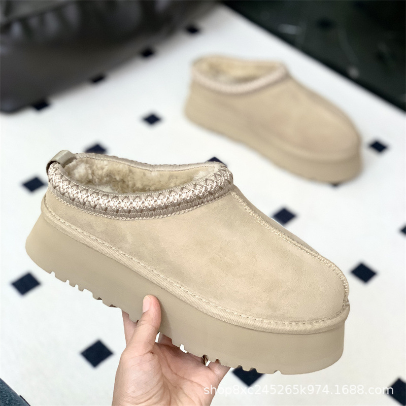 Topla ženska papuča bez vezica s debelim potplatom i krznom iznutra, zimski stil, svestran