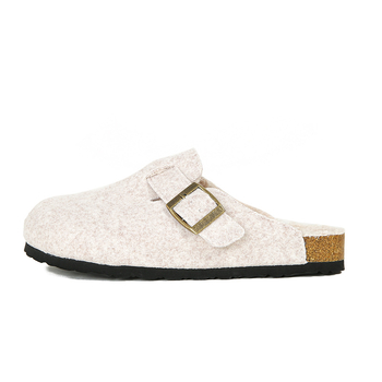 Ženske Birkenstock-stil slip-on obuća s ovčjom vunom u unutrašnjosti, fleec navlaka, okrugli vrh, debela potplat