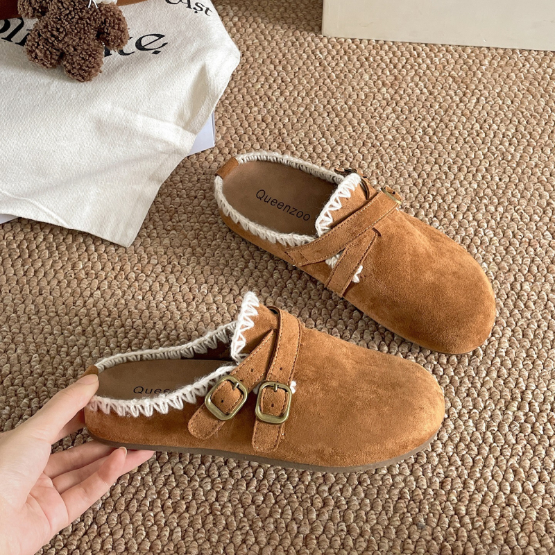 Ženske bijele sandale u kraljevskom stilu s retro debelim potplatom i zatvorenim prstima, inspirirane Birkenstock, jesen 2025