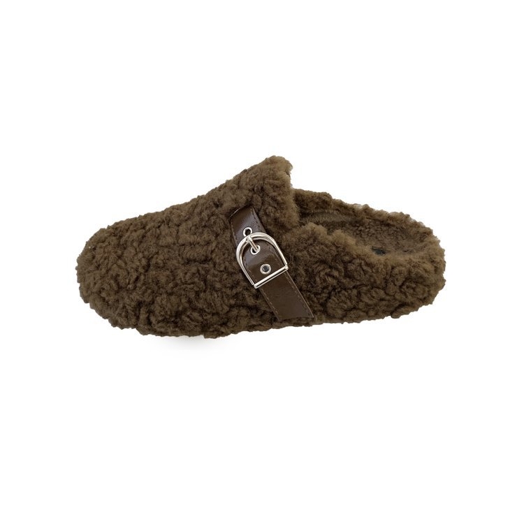 Ženske papuče s debelim potplatom, zatvorenim prstima, slip-on, s plišanim unutarnjim slojem