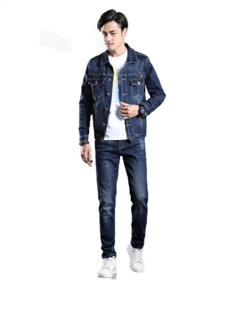 2026 Νέο ανδρικό denim σετ σε κορεατικό στυλ — Slim Fit, δύο τεμάχια για άνοιξη και φθινόπωρο