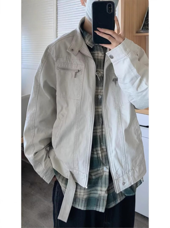 2025 mosott vászon-denim dzseki férfiaknak — Amerikai Harrington bomber, ősz-tél