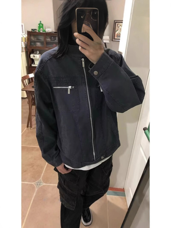 2025 mosott vászon-denim dzseki férfiaknak — Amerikai Harrington bomber, ősz-tél