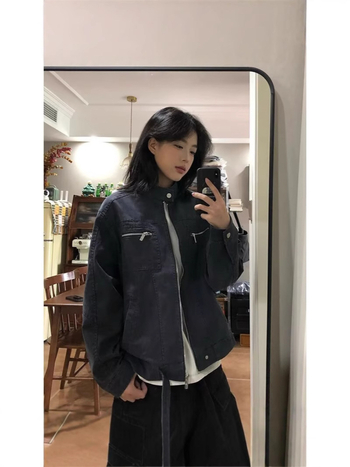 2025 mosott vászon-denim dzseki férfiaknak — Amerikai Harrington bomber, ősz-tél