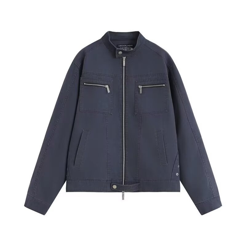 2025 mosott vászon-denim dzseki férfiaknak — Amerikai Harrington bomber, ősz-tél
