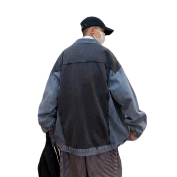 Retro traper jakna za muškarce, jesen, gradski stil, klopasti ovratnik, širok kroj, radnički stil.