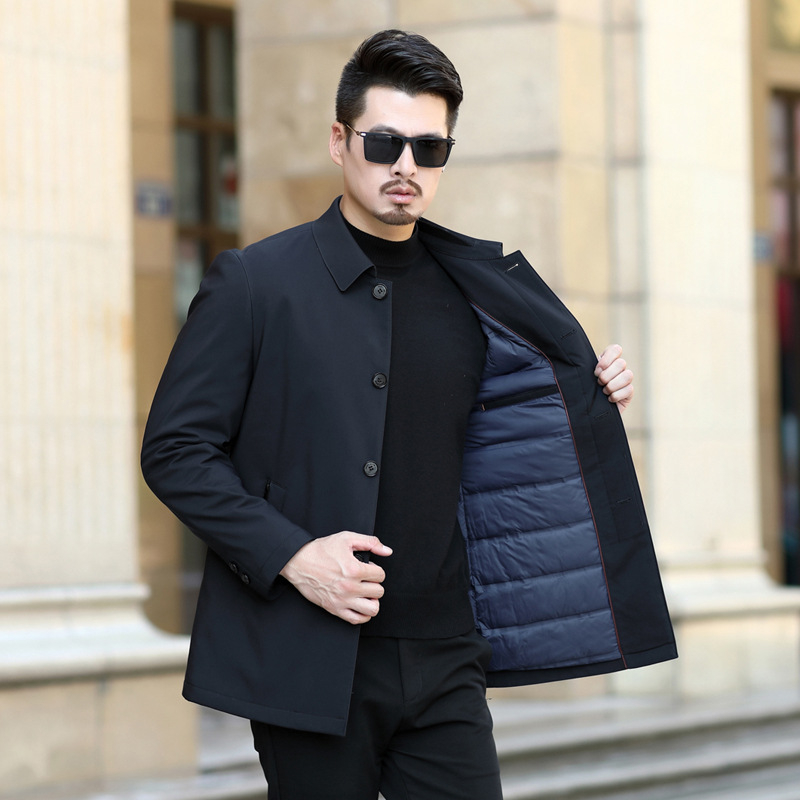 Ανδρικό ελαφρύ пухον μπουφάν με πέτο γιακά, επαγγελματικό στυλ, φθινοπωρινό-χειμερινό 2023