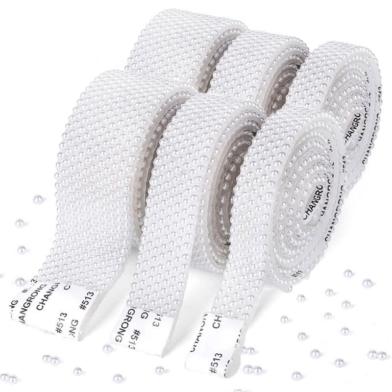 DIY traka s perlama i kristalima sa samoljepljivom podlogom za izradu nakita, polukružni perlasti detalji