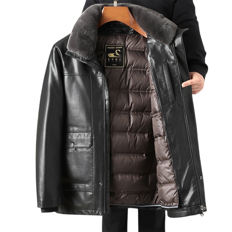 Muška PU kožna jakna s odvojivom podstavom, ovratnik, zatvarač, bez kapulje, zimski stil