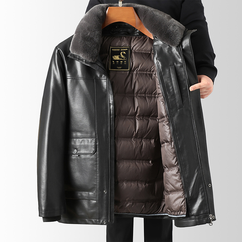 Muška PU kožna jakna s odvojivom podstavom, ovratnik, zatvarač, bez kapulje, zimski stil