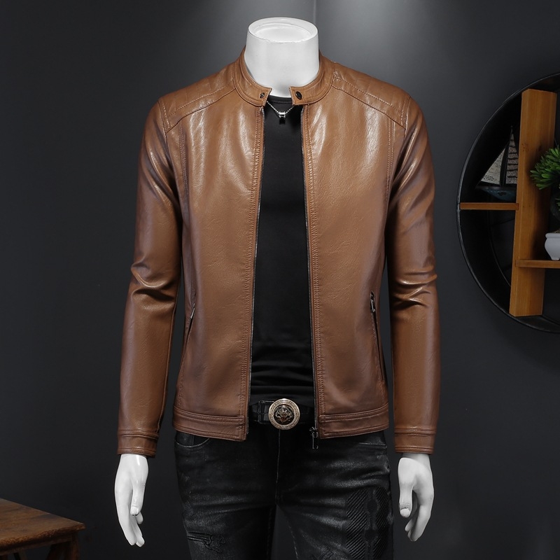 Muška kožna jakna, jesen-zima, uski kroj, biker stil, korejsko nadahnuće