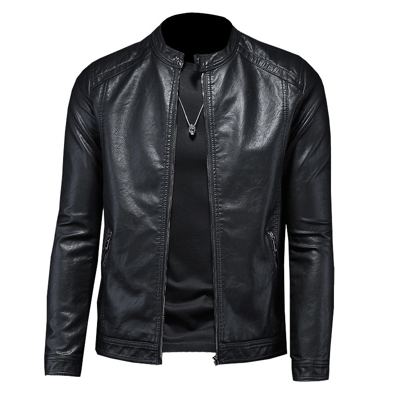 Muška kožna jakna, jesen-zima, uski kroj, biker stil, korejsko nadahnuće