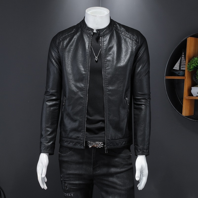 Muška kožna jakna, jesen-zima, uski kroj, biker stil, korejsko nadahnuće