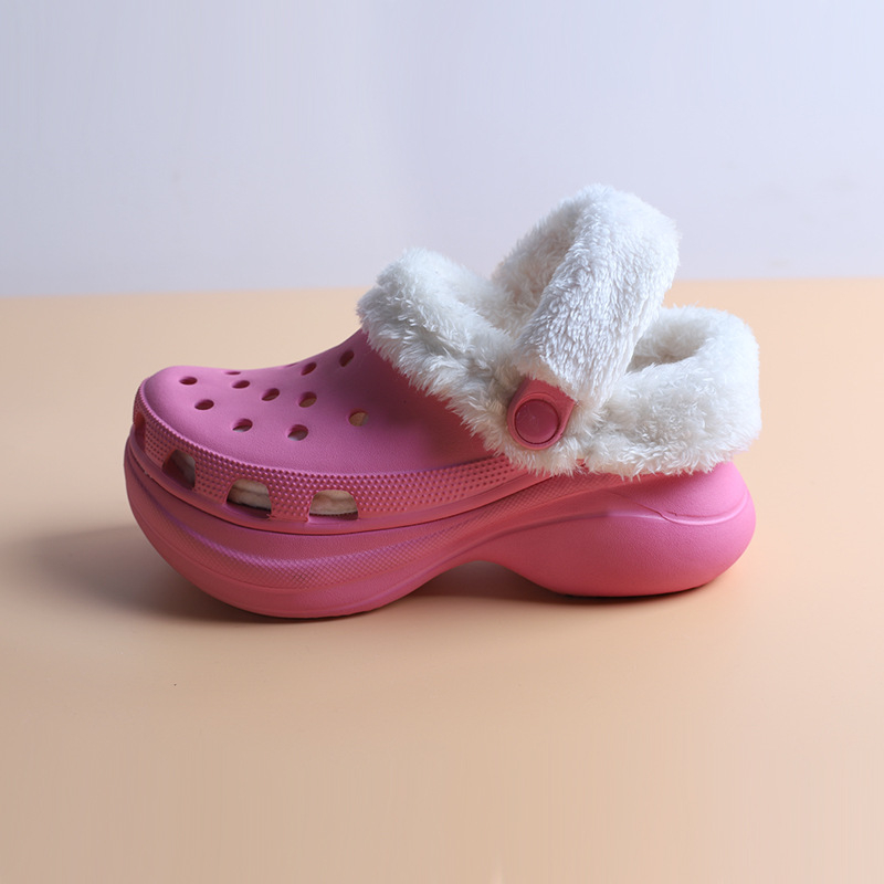 Crocs stil papuče sa zimskom plišnom podstavom i vunenim pokrovom za petu – unisex