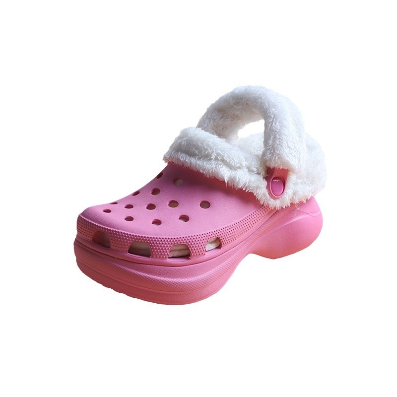 Crocs stil papuče sa zimskom plišnom podstavom i vunenim pokrovom za petu – unisex