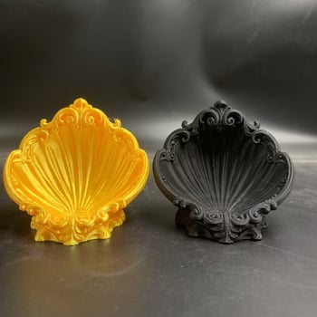 3D tlačená šperková tácka s barokovým mušľovým dizajnom, stojan na náušnice a náramky