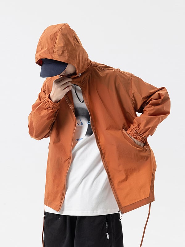 Muška ljetna jakna s kapuljom i džepovima na zip, UV zaštita 50+, japanski retro stil za outdoor