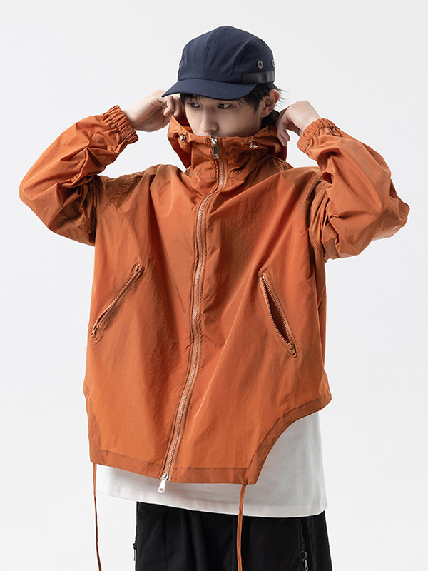 Muška ljetna jakna s kapuljom i džepovima na zip, UV zaštita 50+, japanski retro stil za outdoor