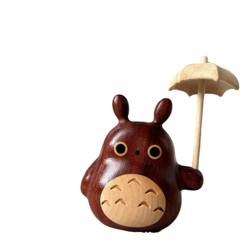 Zlatno sandalno drvo stolna dekoracija s motivom vjetrenjače: Totoro, gladan hrčak i ljuto žuto piliće