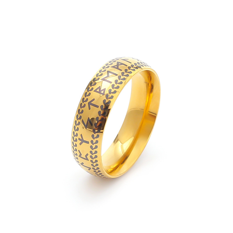 Prsten od nehrđajućeg čelika s vikingskim slovom, nordijski retro stil, geometrijski uzorak, unisex personalizirani nakit