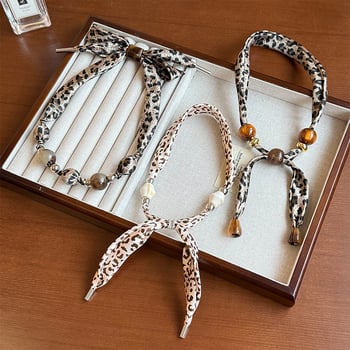 Ženski ogrlicu-šal s leopard printom od svile, novi dizajn 2025, jednostavan i elegantan dodatak